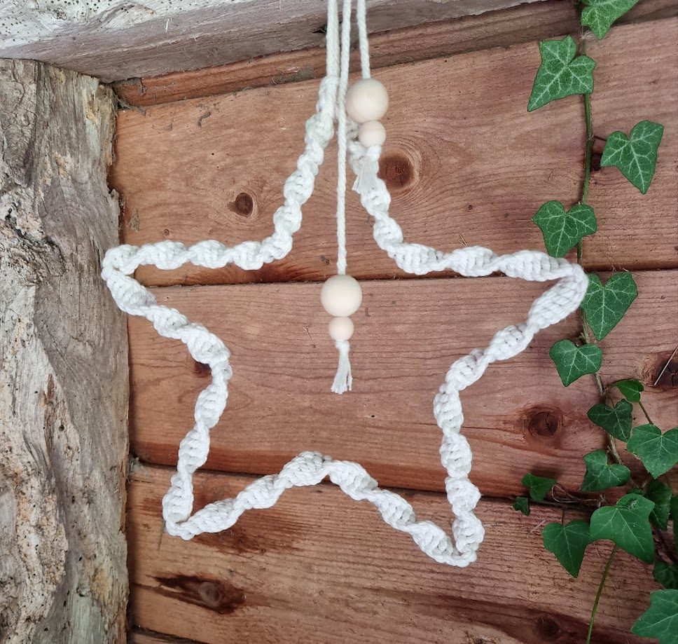 how-to-make-your-own-upcycled-macrame-coathangers-Scandi-Christmas-heart-and-star-hangers Home New